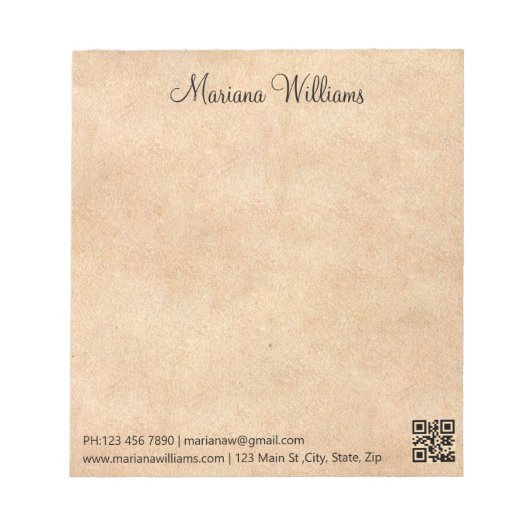 Rustic Kraft Minimalist QR Code Trendy Business Notitieblok (Voorkant)