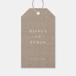 Rustic Kraft Minimalist Typography Wedding Cadeaulabel