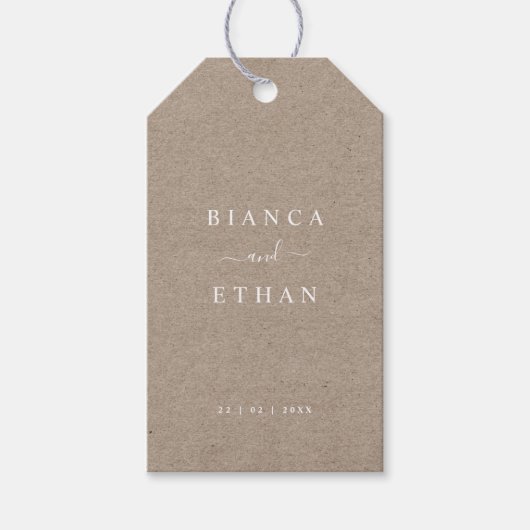 Rustic Kraft Minimalist Typography Wedding Cadeaulabel (Voorkant)