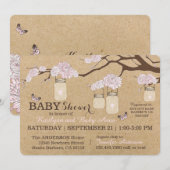 Rustic Kraft Modern Floral Hanging Jar Baby shower Kaart (Voorkant / Achterkant)