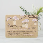 Rustic Kraft Modern Floral Hanging Jar Baby shower Kaart (Staand voorkant)