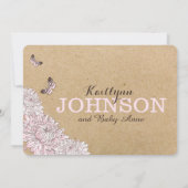 Rustic Kraft Modern Floral Hanging Jar Baby shower Kaart (Achterkant)