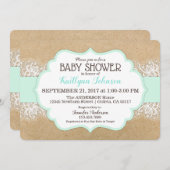 Rustic Kraft Modern Lace Zee Foam Baby shower Kaart (Voorkant / Achterkant)