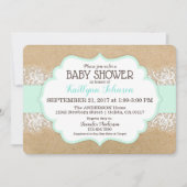 Rustic Kraft Modern Lace Zee Foam Baby shower Kaart (Voorkant)