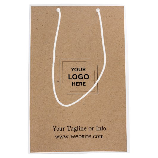 Rustic Kraft Modern Midden Geschenktas Zakelijk Lo Medium Cadeauzakje (Voorkant)