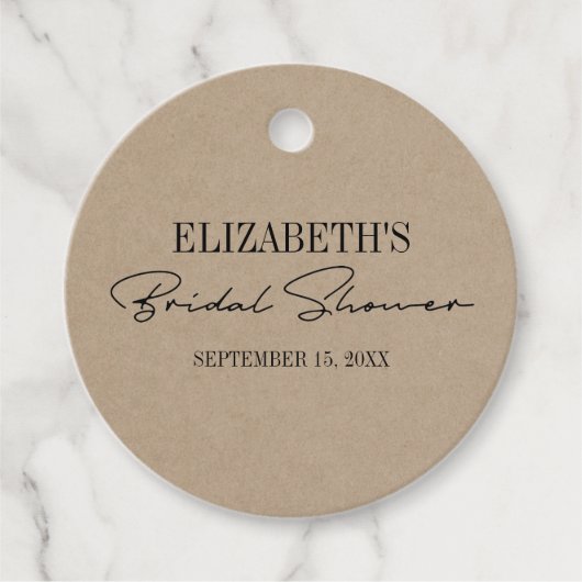 Rustic Kraft Modern Script Vrijgezellenfeest Bedankjes Labels (Voorkant)