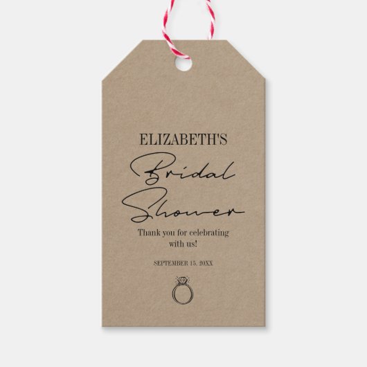Rustic Kraft Modern Script Vrijgezellenfeest Cadeaulabel (Voorkant)