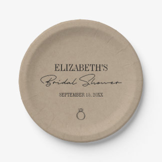 Rustic Kraft Modern Script Vrijgezellenfeest Papieren Bordje