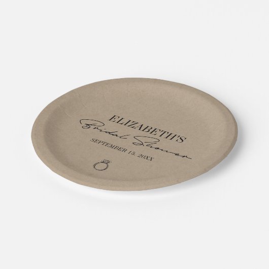 Rustic Kraft Modern Script Vrijgezellenfeest Papieren Bordje (Gekanteld)