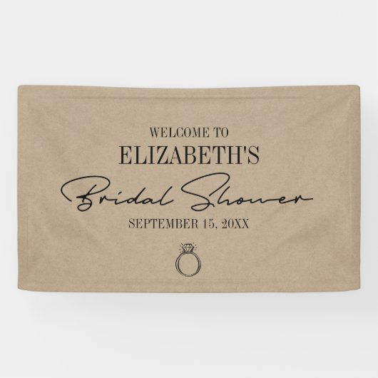 Rustic Kraft Modern Script Vrijgezellenfeest Welko Spandoek (Horizontaal)