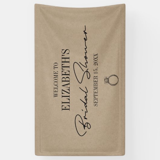 Rustic Kraft Modern Script Vrijgezellenfeest Welko Spandoek (Verticaal)