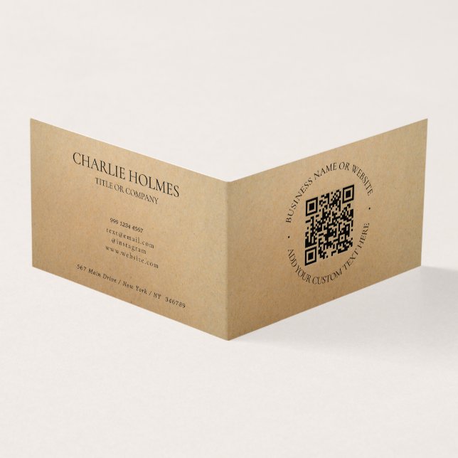 Rustic Kraft Modern Stijlvol Professioneel Kaart (Buitenkant)