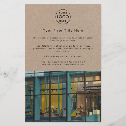 Rustic Kraft | Moderne Foto Business Logo Flyer (Achterkant)