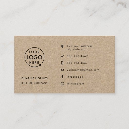 Rustic Kraft | Moderne Logo-pictogrammen voor soci Visitekaartje (Voorkant)