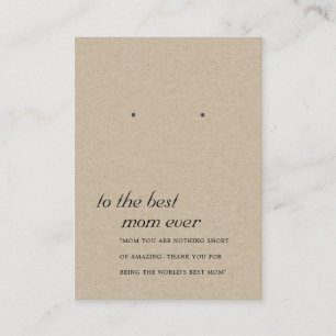 RUSTIC KRAFT MOM GIFT EARRING DISPLAY CARD PLAATSKAARTJE