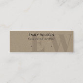 Rustic Kraft Monogram Stud Earring Display Mini Visitekaartje (Voorkant)