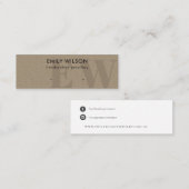 Rustic Kraft Monogram Stud Earring Display Mini Visitekaartje (Voorkant / Achterkant)