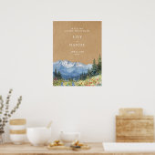 Rustic Kraft Mountain Floral Wedding Welcome Sign Poster (Keuken)