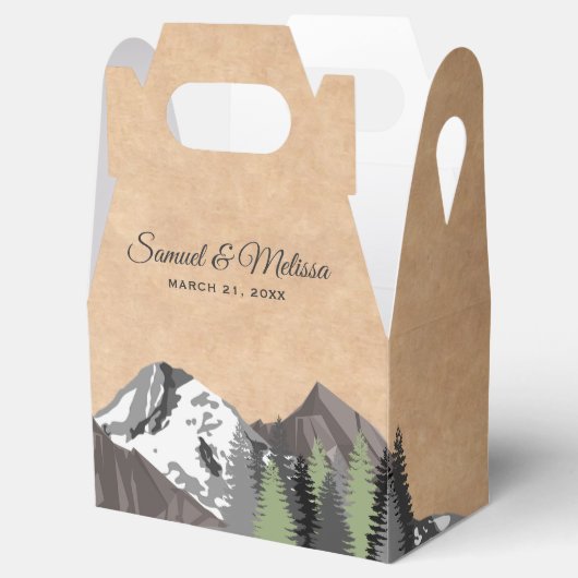 Rustic Kraft Mountain Forest Wedding Bedankdoosjes (Geopend)
