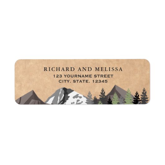 Rustic Kraft Mountain Forest Wedding Etiket (Voorkant)