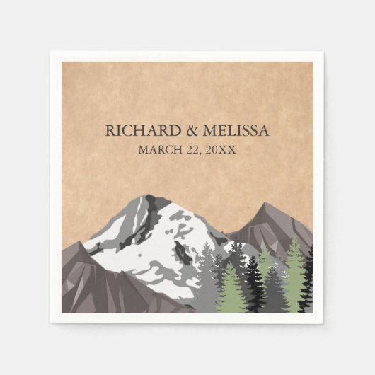 Rustic Kraft Mountain Forest Wedding Servet (Voorkant)