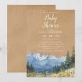 Rustic Kraft Mountain Wildflower Baby shower Kaart (Voorkant / Achterkant)