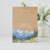 Rustic Kraft Mountain Wildflower Floral Wedding RSVP Kaartje (Staand voorkant)