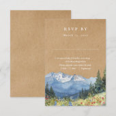 Rustic Kraft Mountain Wildflower Floral Wedding RSVP Kaartje (Voorkant / Achterkant)