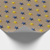 Rustic Kraft Navy Blue Gold Stars Vakantie Cadeaupapier (Hoek)