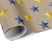 Rustic Kraft Navy Blue Gold Stars Vakantie Cadeaupapier (Rol Hoek)