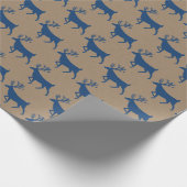 Rustic Kraft Navy Blue Stag Reindeer Cadeaupapier (Hoek)