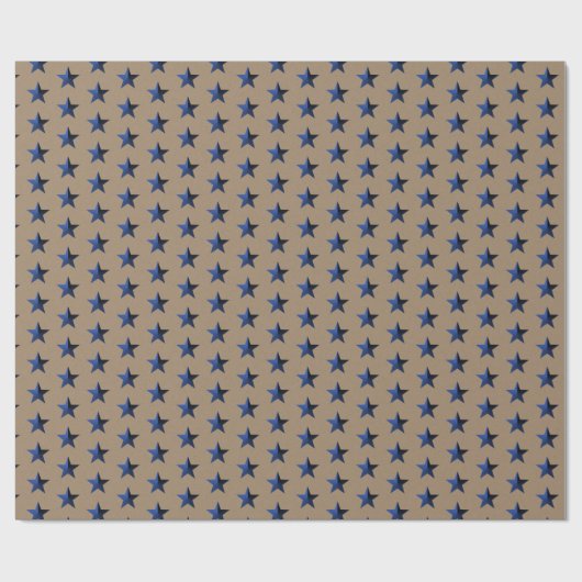 Rustic Kraft Navy Blue Stars Wrapping Paper Cadeaupapier (Vlak)