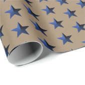 Rustic Kraft Navy Blue Stars Wrapping Paper Cadeaupapier (Rol Hoek)