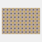 Rustic Kraft Navy Gold Silver Stars Kerst Inpakpapier Vel (Voorkant 3)