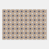 Rustic Kraft Navy Gold Silver Stars Kerst Inpakpapier Vel (Voorkant 2)