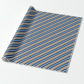 Rustic Kraft Navy White Wide Stripe Vakantie Cadeaupapier (Uitgerold)