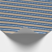 Rustic Kraft Navy White Wide Stripe Vakantie Cadeaupapier (Hoek)