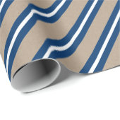 Rustic Kraft Navy White Wide Stripe Vakantie Cadeaupapier (Rol Hoek)