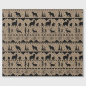 Rustic Kraft Nordic Sweater Black Winter Animals Cadeaupapier (Vlak)