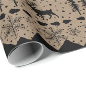 Rustic Kraft Nordic Sweater Black Winter Animals Cadeaupapier (Rol Hoek)