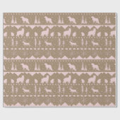 Rustic Kraft Nordic Sweater Pink Winter Animals Cadeaupapier (Vlak)
