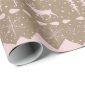 Rustic Kraft Nordic Sweater Pink Winter Animals Cadeaupapier (Rol Hoek)