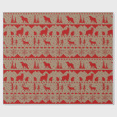 Rustic Kraft Nordic Sweater Red Winter Animals Cadeaupapier (Vlak)