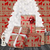 Rustic Kraft Nordic Sweater Red Winter Animals Cadeaupapier