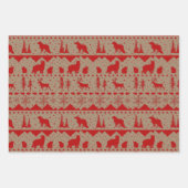 Rustic Kraft Nordic Sweater Red Winter Animals Inpakpapier Vel (Voorkant 2)
