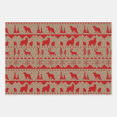 Rustic Kraft Nordic Sweater Red Winter Animals Inpakpapier Vel (Voorkant)