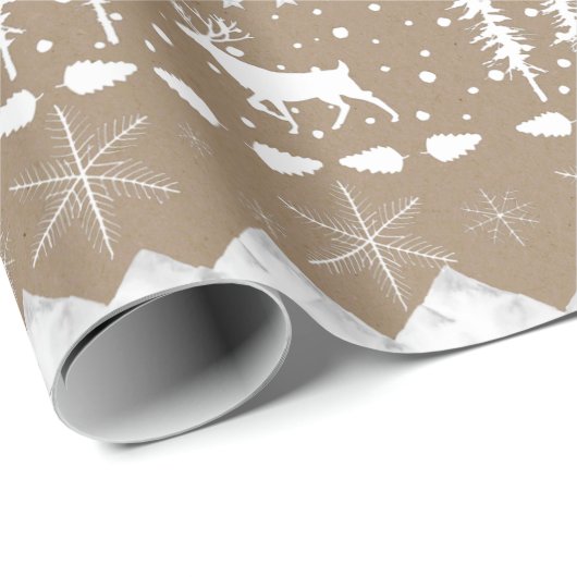 Rustic Kraft Nordic Sweater White Winter Animals Cadeaupapier (Rol Hoek)