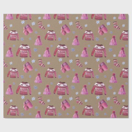 Rustic Kraft Nordic Sweaters Socks Petten & Mitts Cadeaupapier (Vlak)