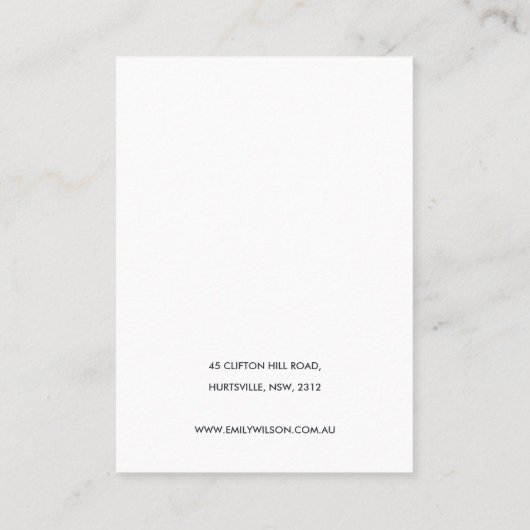 RUSTIC KRAFT OLIVE FAUNA EARRING KETTING DISPLAY VISITEKAARTJE (Achterkant)