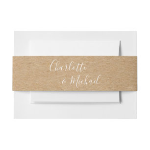 Rustic Kraft Onderschrift Uitnodigingen Wikkel